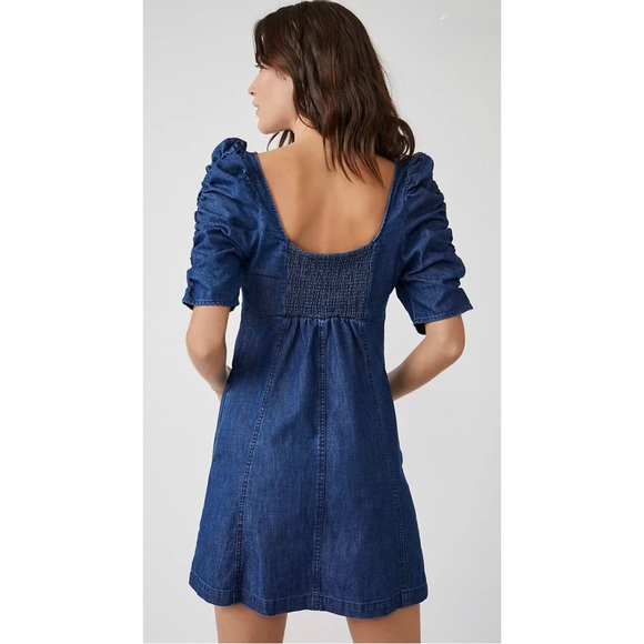 FREE PEOPLE | NWT $138 Cheyenne Denim Mini Dress in Indigo, Size XS - Picture 3 of 13